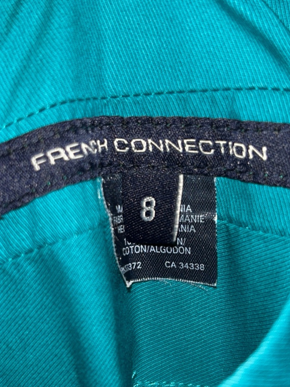 French Connection Teal Rockabilly Fit & Flare Dress Sz 8 Halter Pleated Bodice - Picture 2 of 7